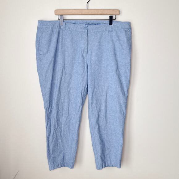 Talbots 16W The Weekend Chino Crops Newport Chambray Flat Front Beachy Luxury - Picture 2 of 8